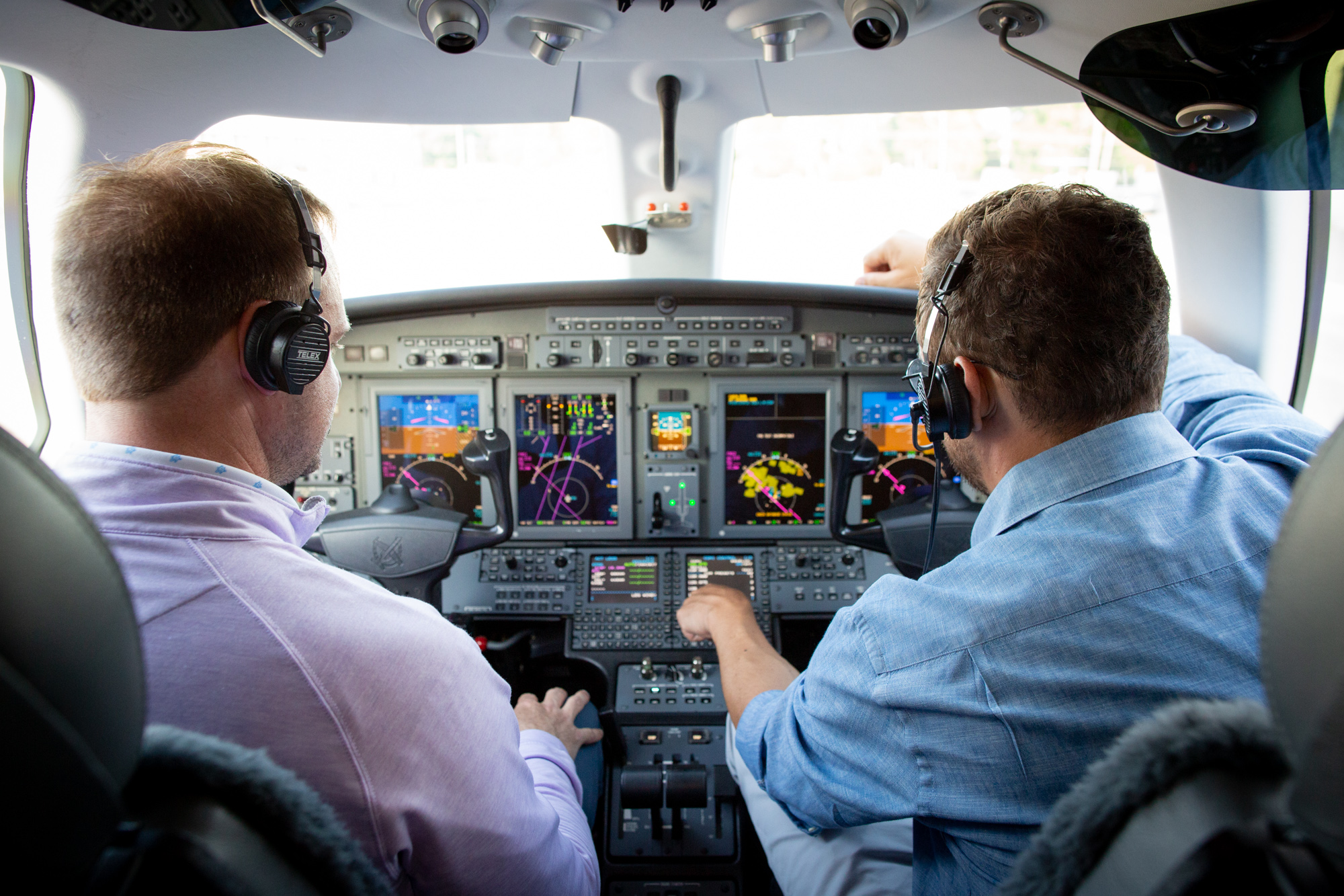 Sean and Jared in the cockpit